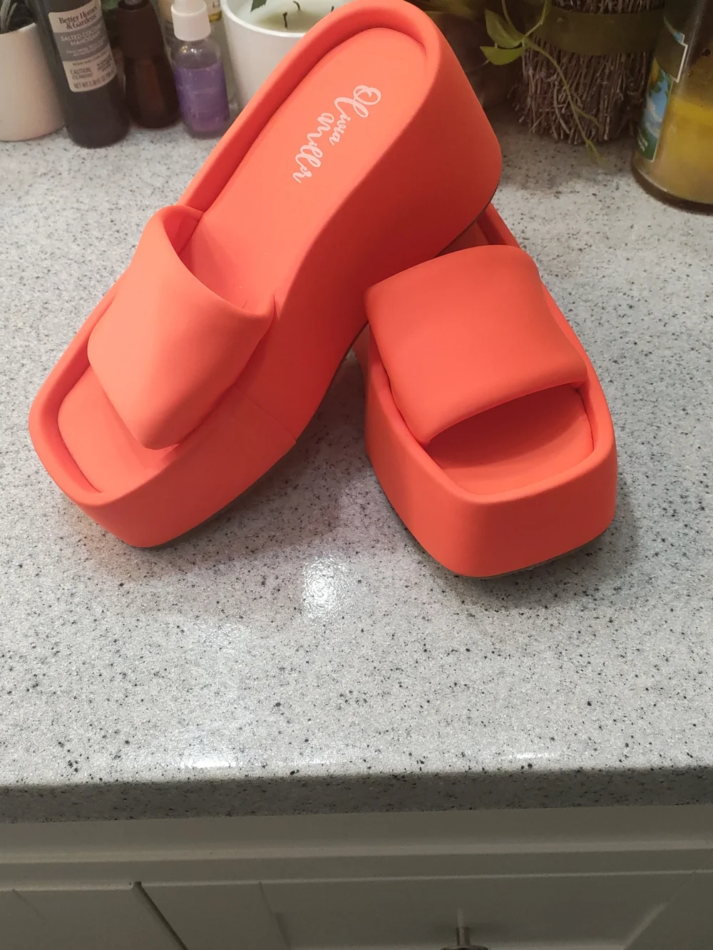 Olivia Miller 💥🔥Platform Slide Sandals in Bright Orange - Women's